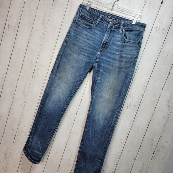 American Eagle AEO Men's Next Level Airflex Slim Blue Denim Jeans Size 32 X 32. - Picture 2 of 10